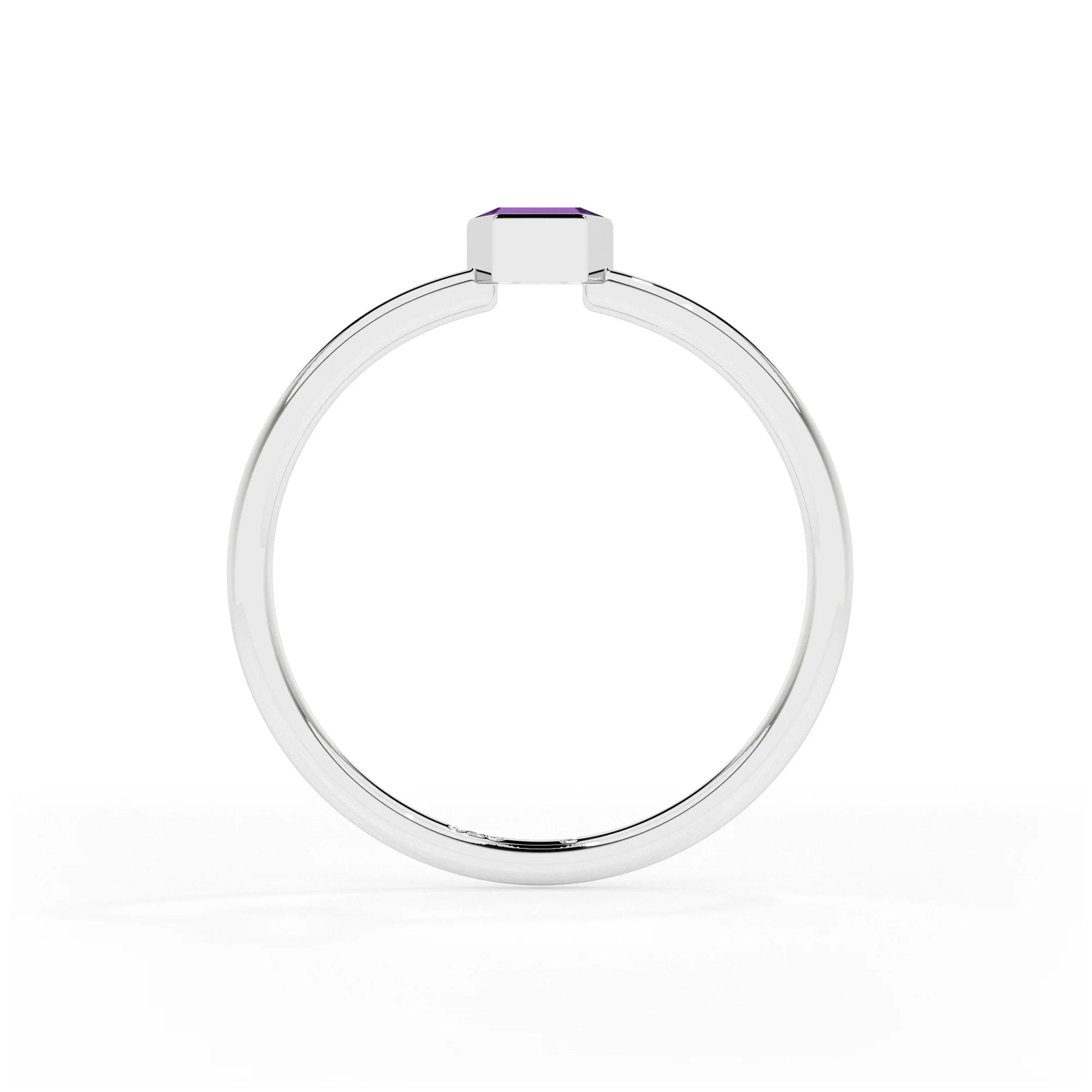 amethyst coffin shape stackable bezel-set ring