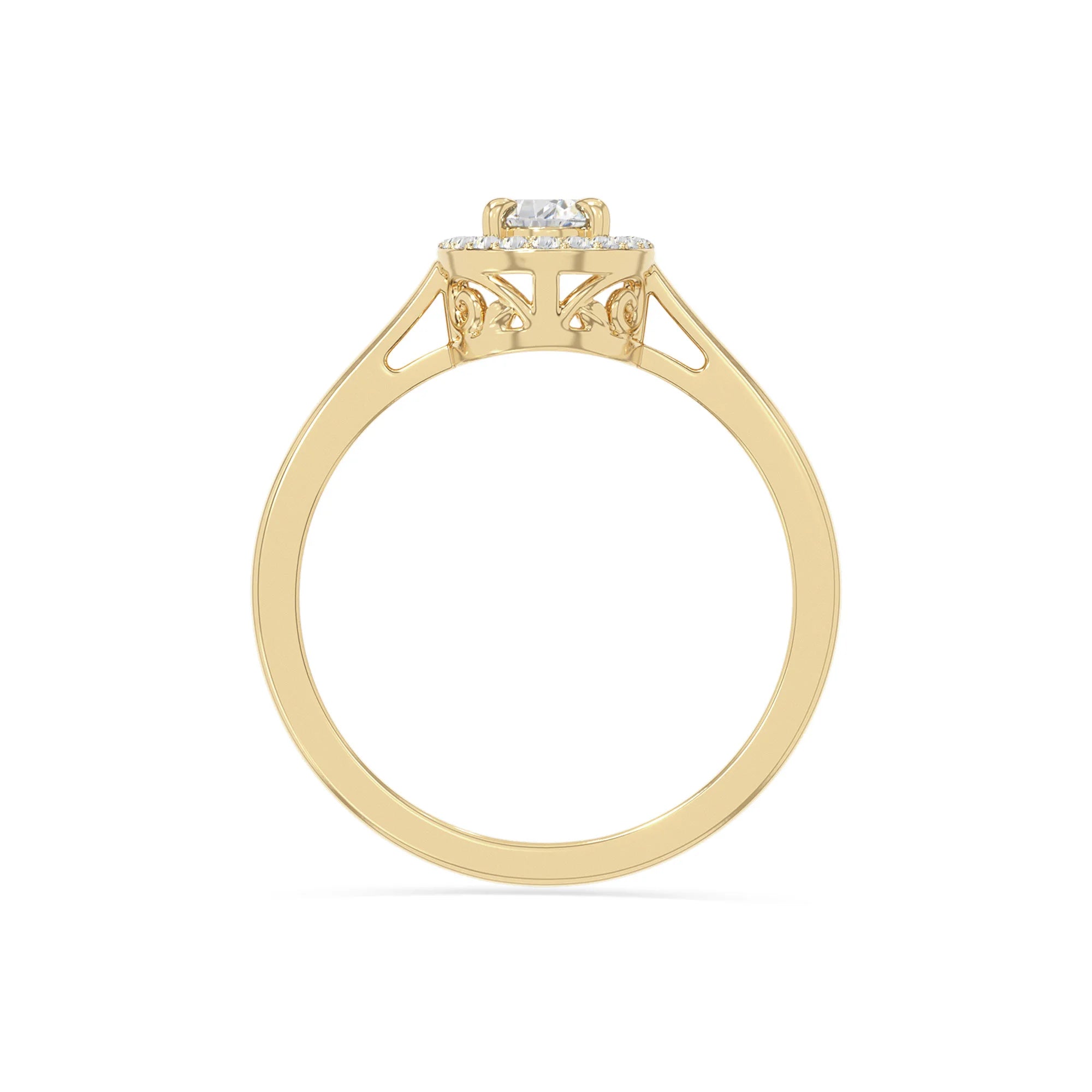 natural moissanite solitaire halo engagement rings in yellow gold vermeil
