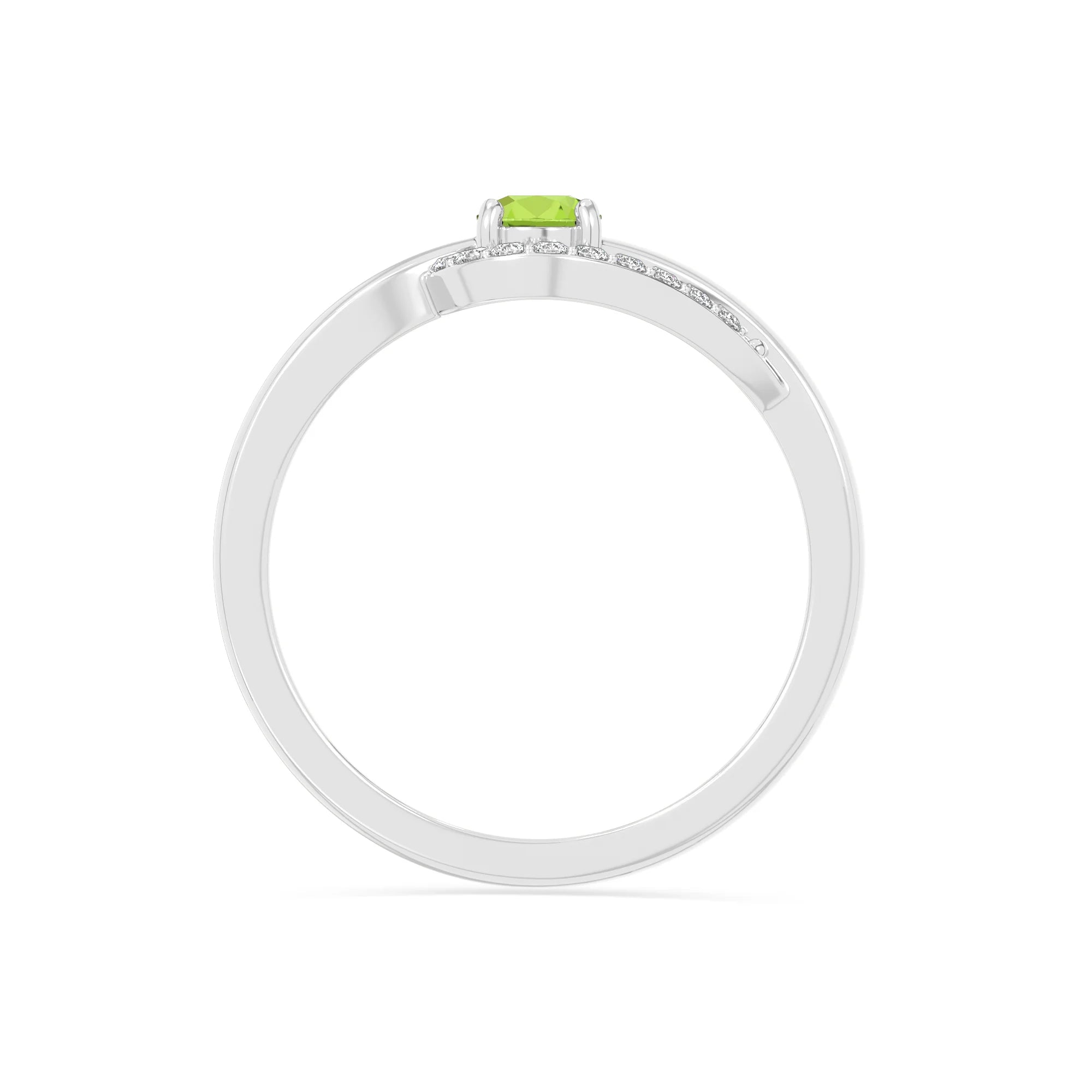 natural peridot infinity solitaire rings in sterling silver 