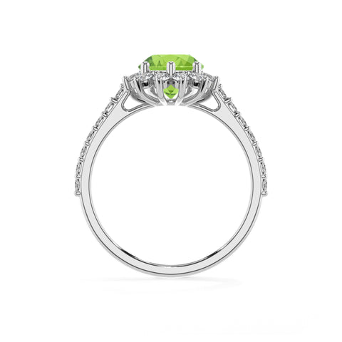 natural peridot pear half eterity halo solitaire engagement ring