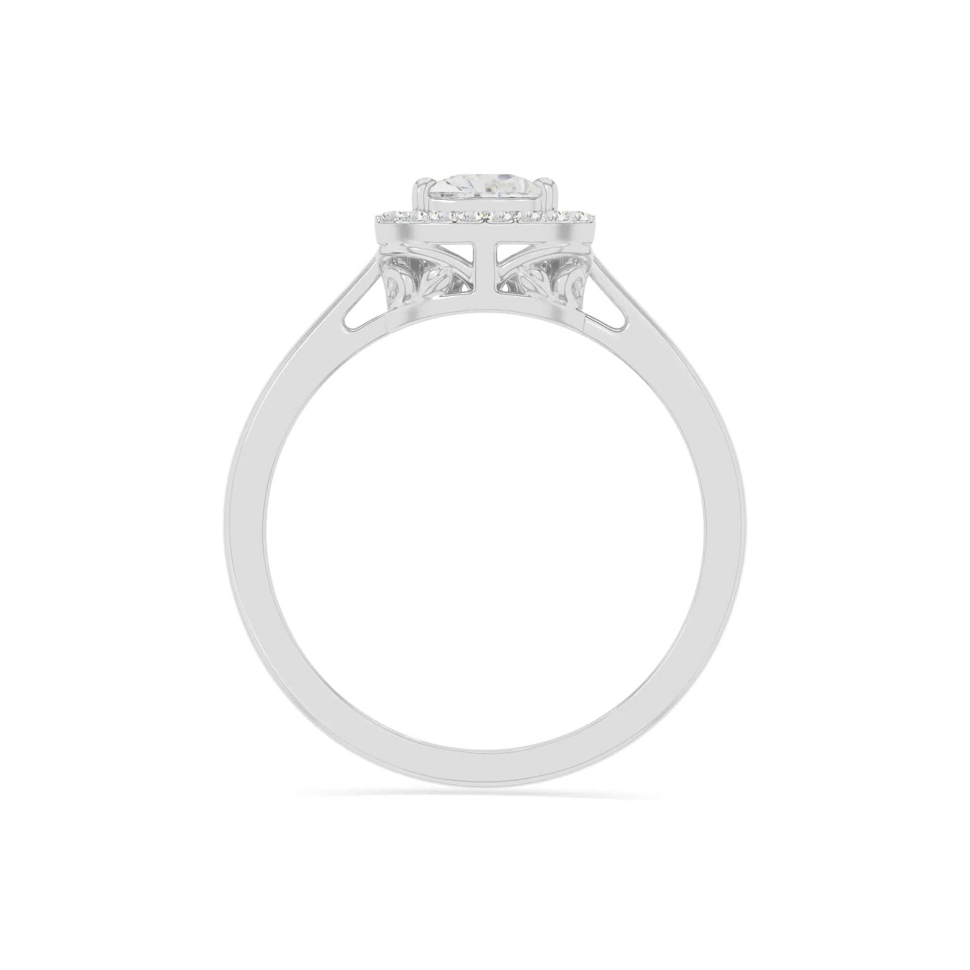 natural moissanite solitaire halo engagement rings in sterling silver 