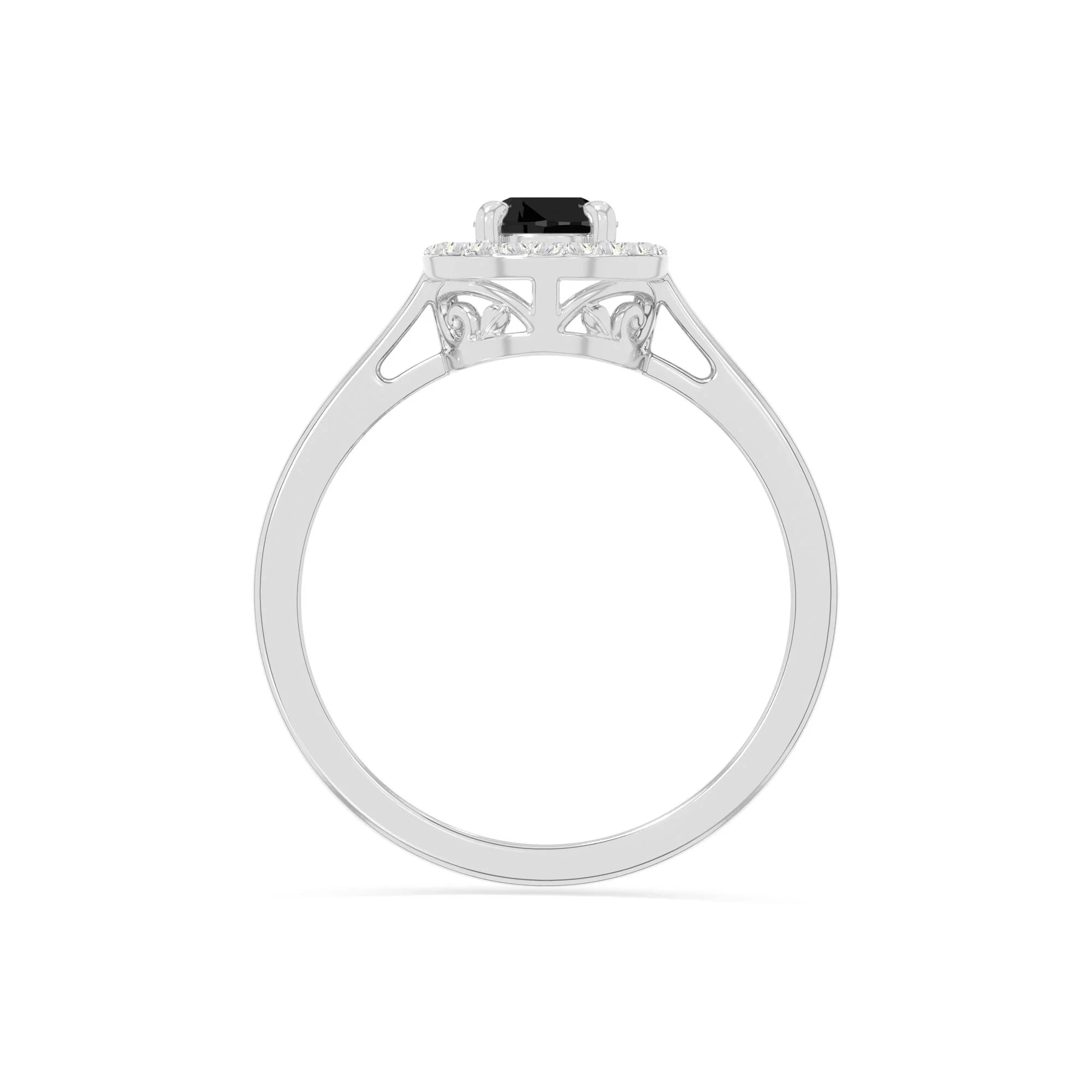 natural black onyx solitaire halo engagement rings in sterling silver 