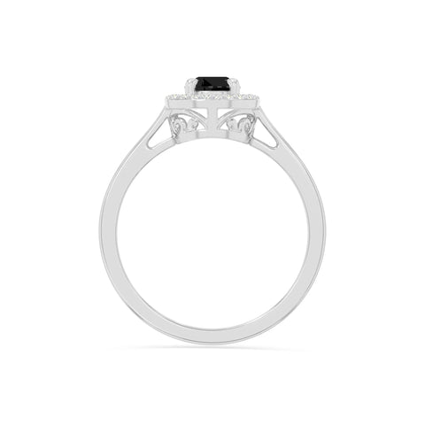 natural black onyx solitaire halo engagement rings in sterling silver 