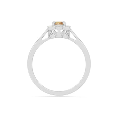 natural citrine solitaire halo engagement rings in sterling silver 