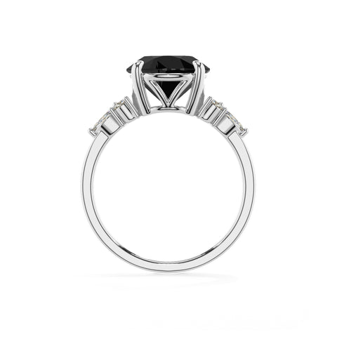 natural black-onyx round solitaire engagement ring