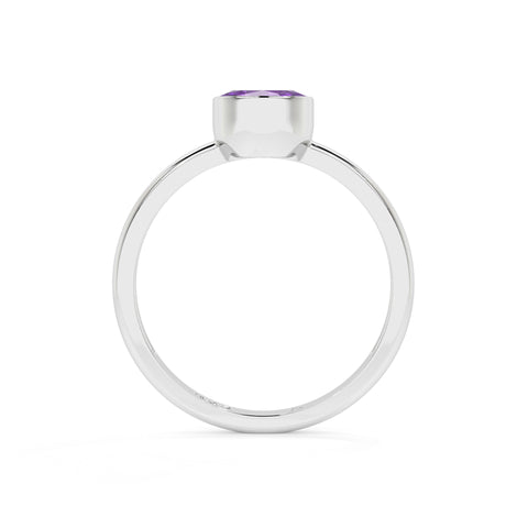 amethyst oval cut stackable bezel-set ring