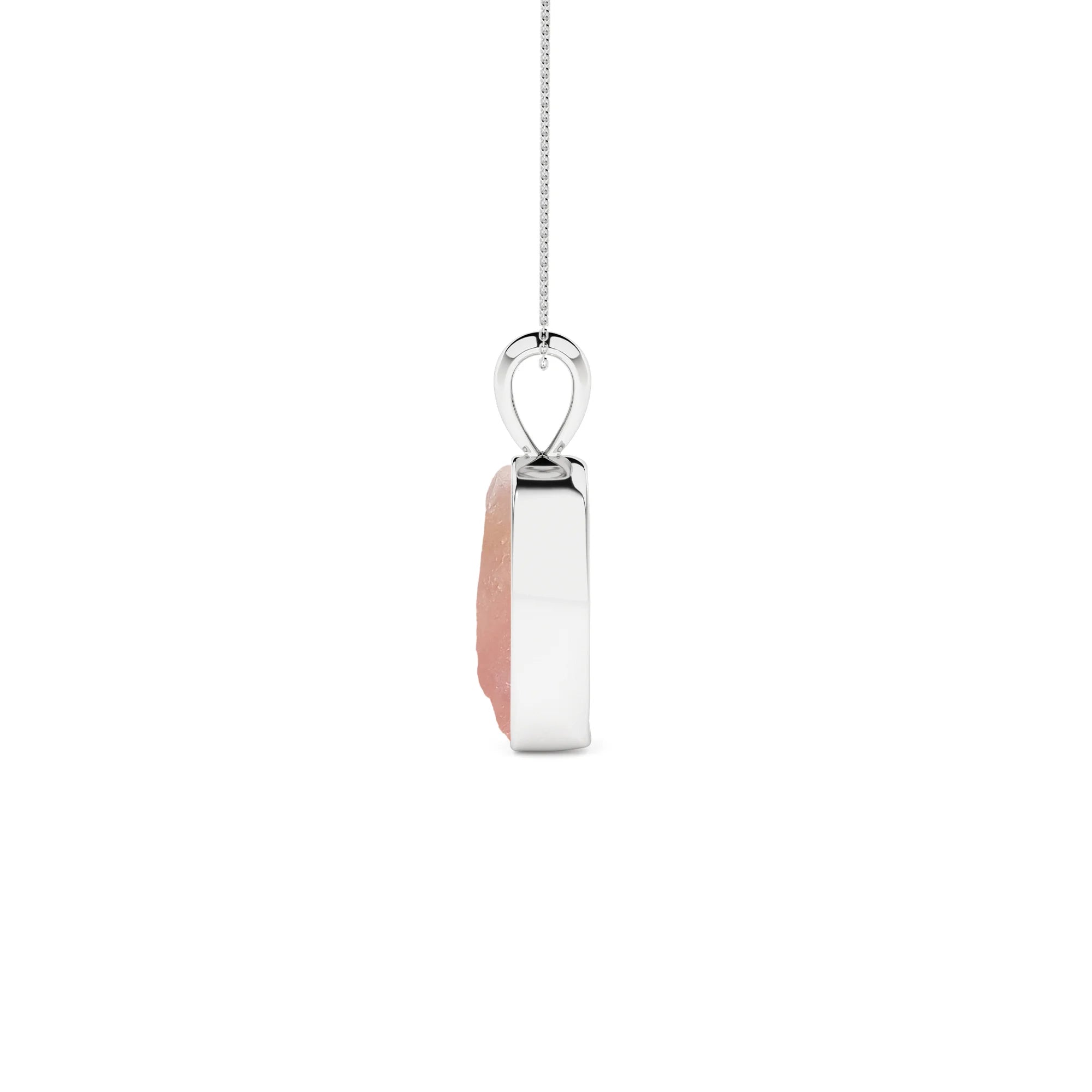 natural rose-quartz rough shape pendant necklace