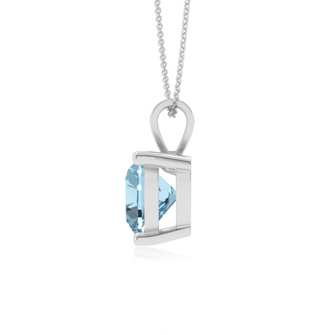 lab grown aquamarine heart shape solitaire v-bale pendant necklace