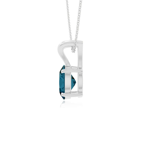 natural london-blue-topaz v-bale solitaire necklaces in sterling silver 