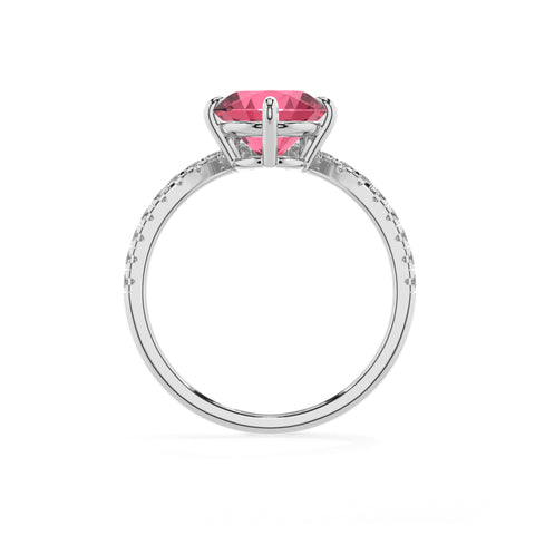 lab-grown pink-tourmaline round solitaire engagement ring