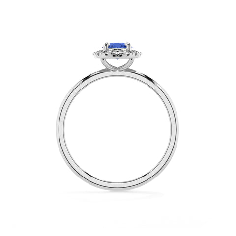 lab-grown blue-sapphire oval halo solitaire engagement ring