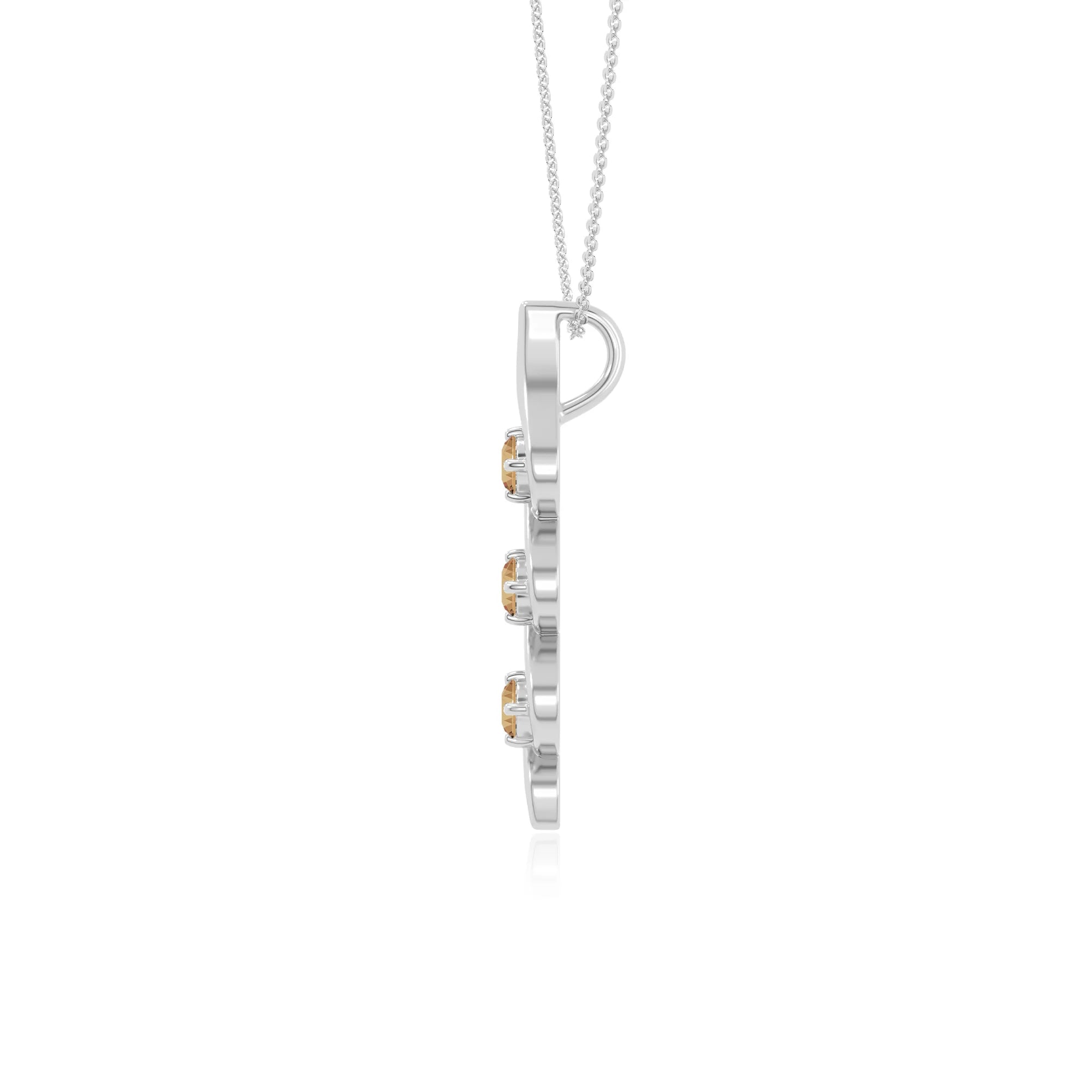 natural citrine 3 stone helix necklaces in sterling silver 