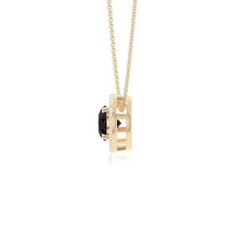 natural black-onyx solitaire halo necklaces in yellow gold vermeil 