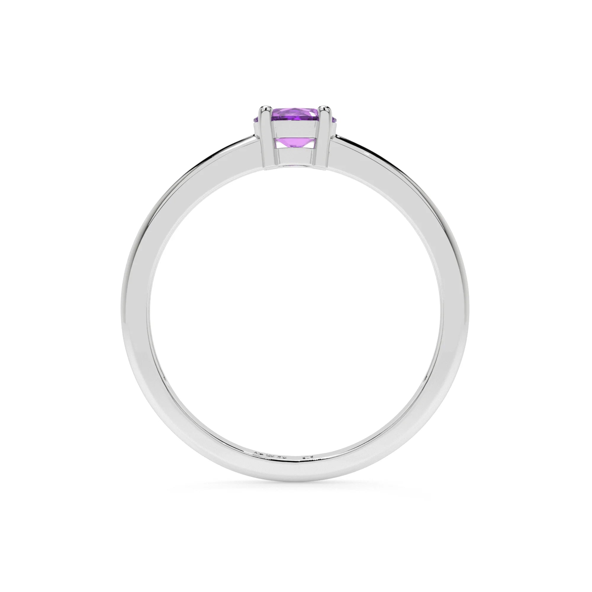 amethyst round cut stackable prong-set ring