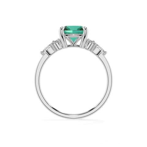 lab-grown emerald cushion solitaire engagement ring