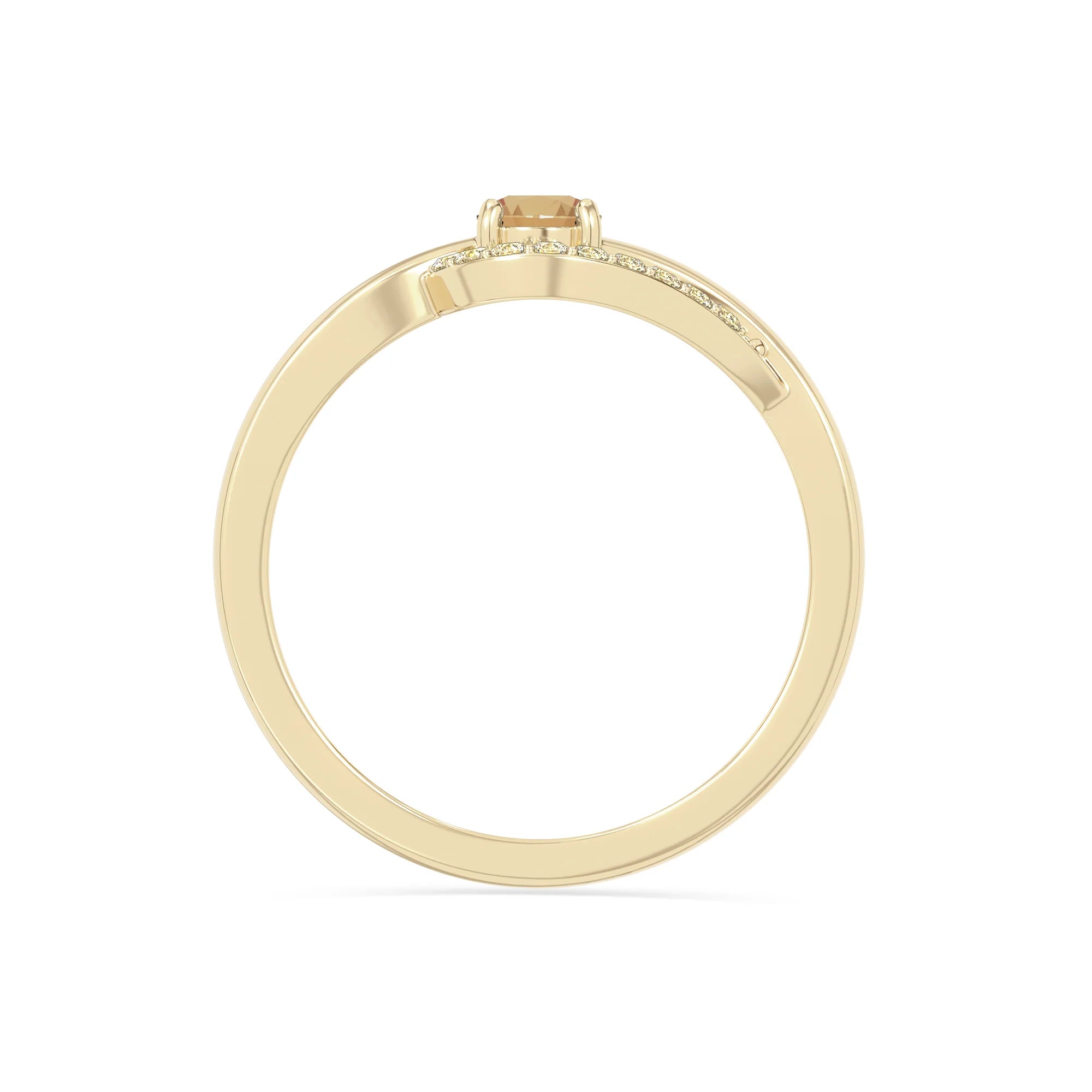 natural citrine infinity solitaire rings in yellow gold vermeil