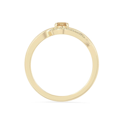 natural citrine infinity solitaire rings in yellow gold vermeil