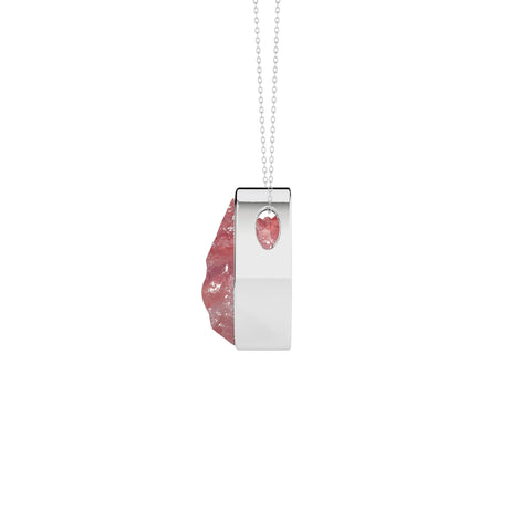 natural pink-moonstone oval shape pendant necklace