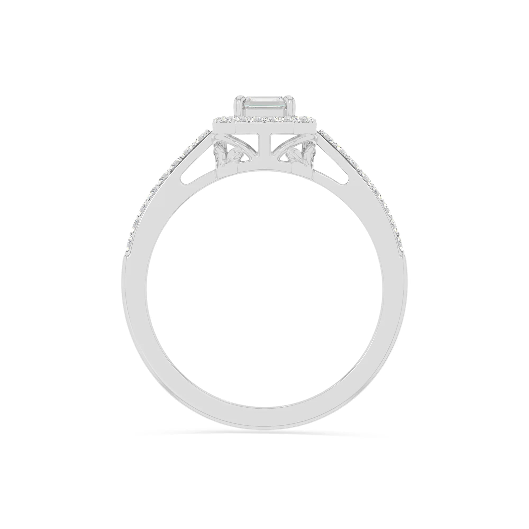 natural moissanite solitaire halo engagement rings in sterling silver 