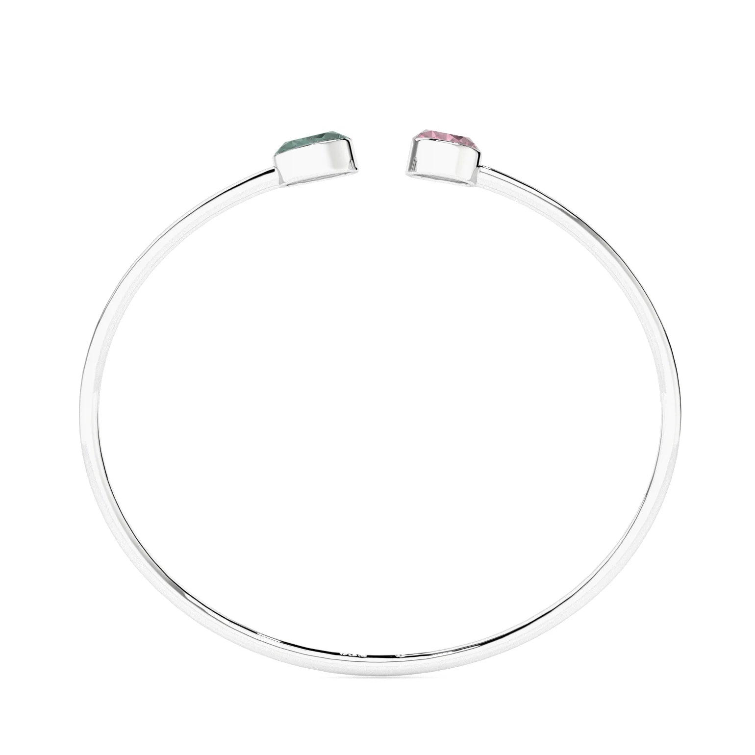 natural green-tourmaline-pink-tourmaline round-oval shape 2-stone twister bracelet