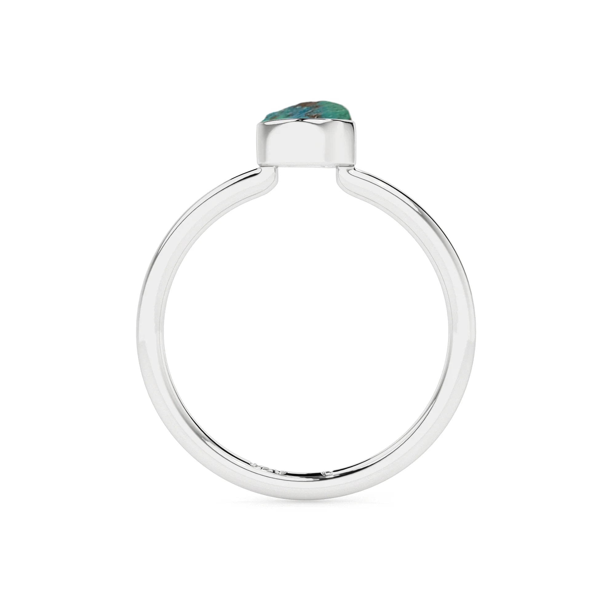 chrysocolla rough shape stackable bezel-set ring