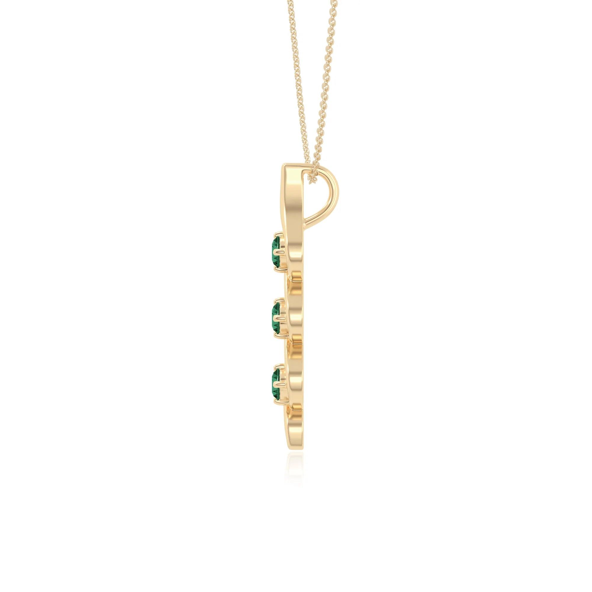 natural emerald 3 stone helix necklaces in yellow gold vermeil 