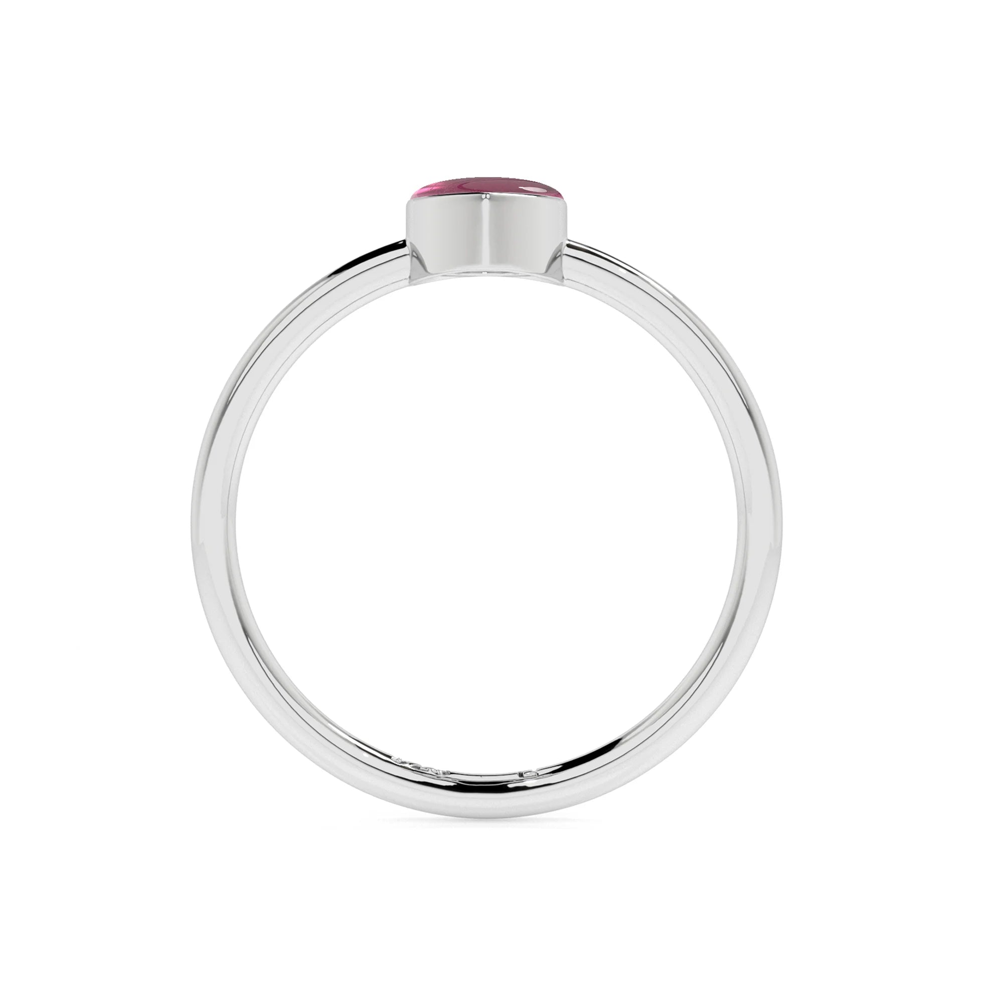 pink tourmaline pear cab stackable bezel-set ring