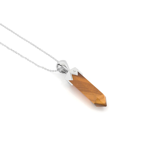 natural tiger-eye hexagon shape pendant necklace