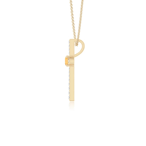 natural citrine cross necklaces in yellow gold vermeil 
