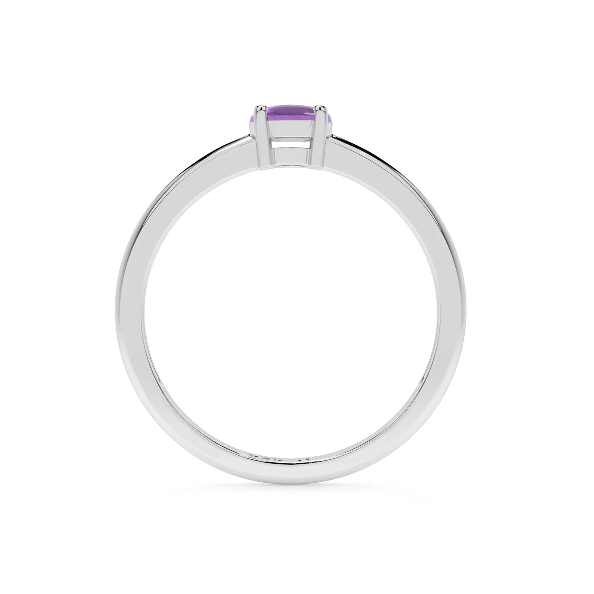amethyst round cab stackable prong-set ring