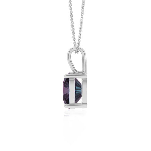 lab grown alexandrite cushion shape solitaire pendant necklace