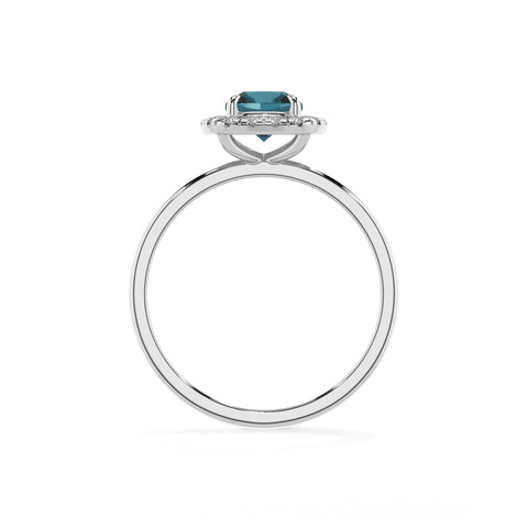 natural london blue topaz cushion halo solitaire engagement ring