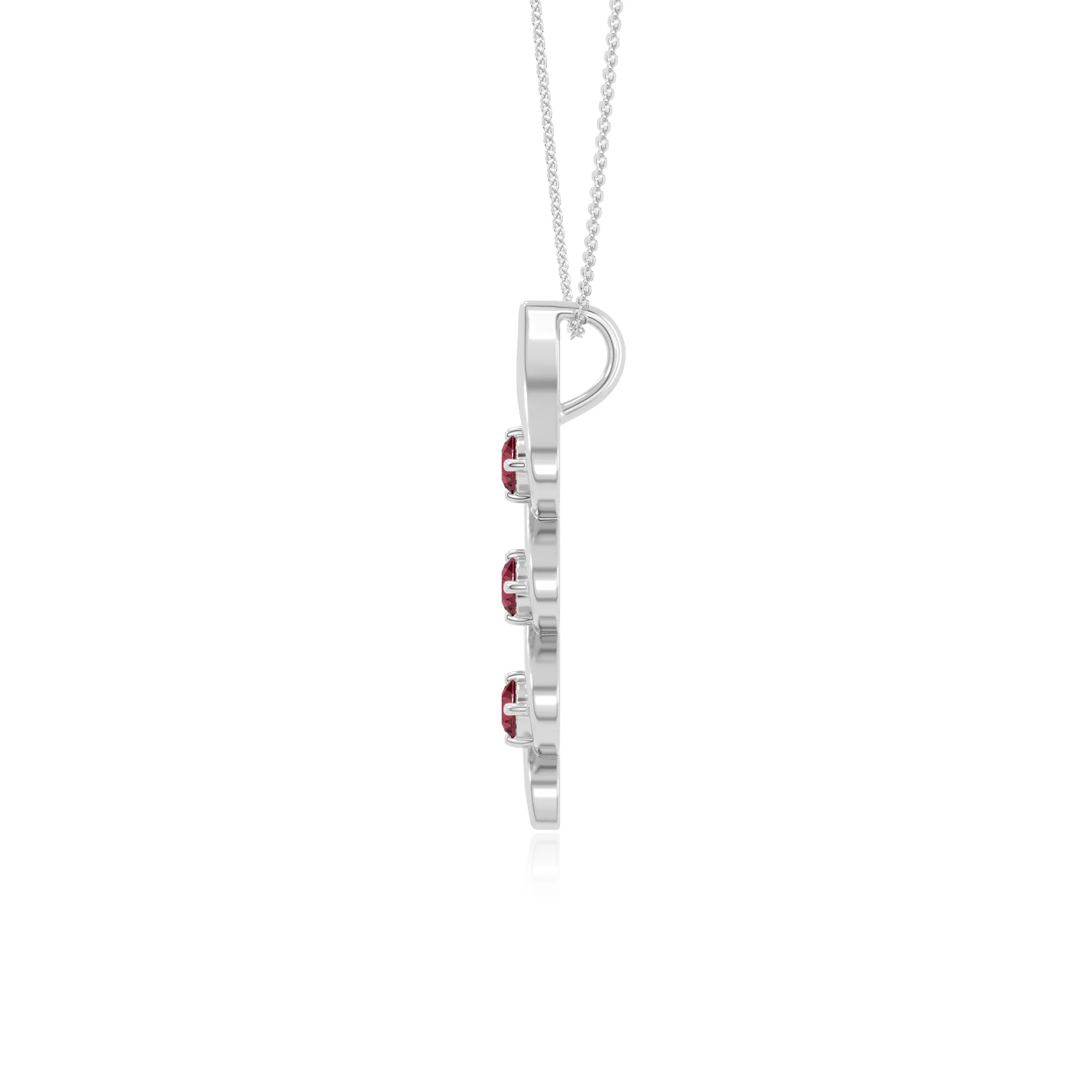 natural ruby 3 stone helix necklaces in sterling silver 
