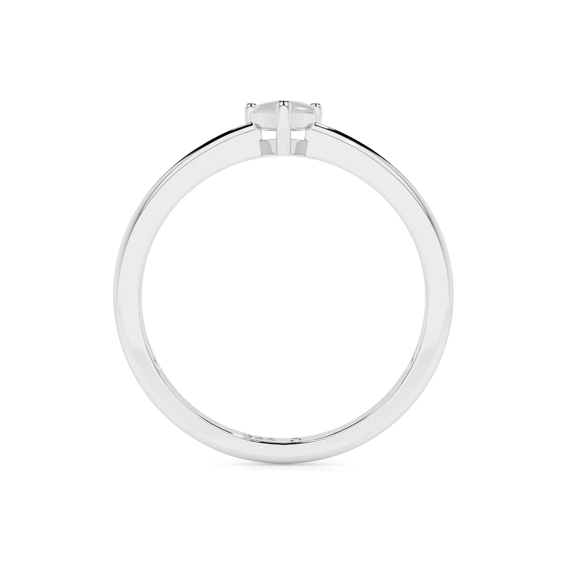 rainbow moonstone pear cab stackable prong-set ring