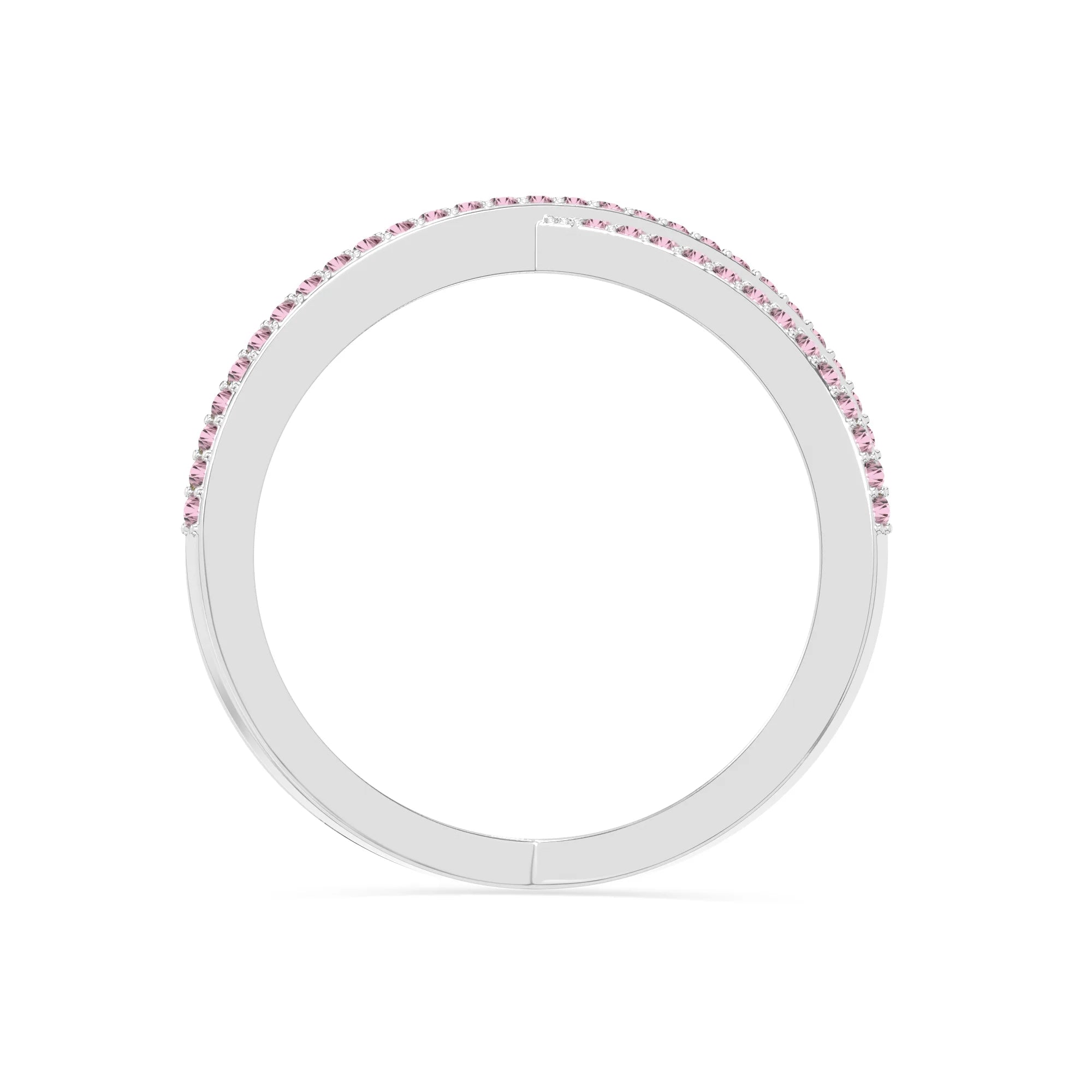 natural pink tourmaline criss cross band rings in sterling silver 