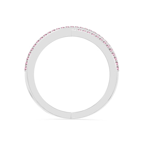 natural pink tourmaline criss cross band rings in sterling silver 