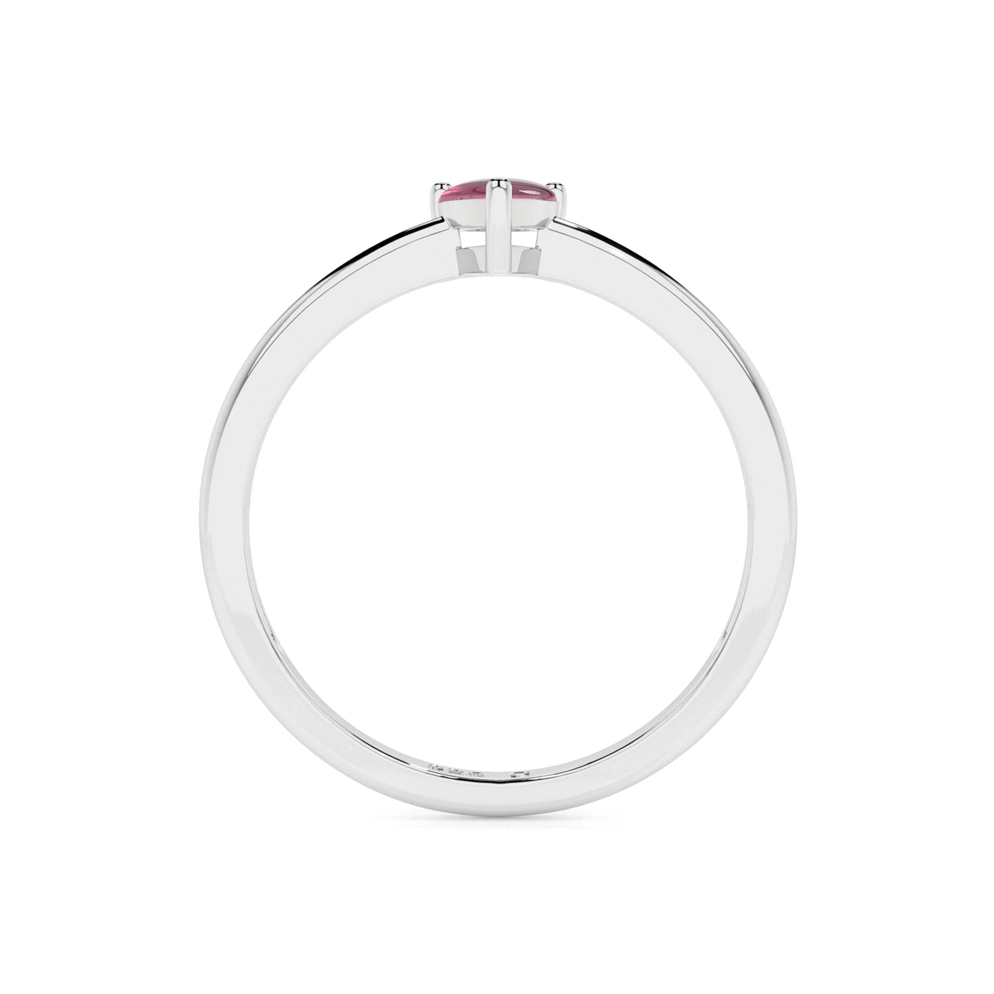 pink tourmaline pear cab stackable prong-set ring