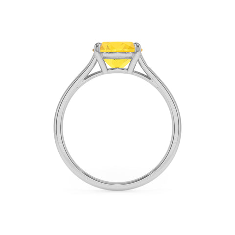 lab grown yellow sapphire cushion solitaire engagement ring