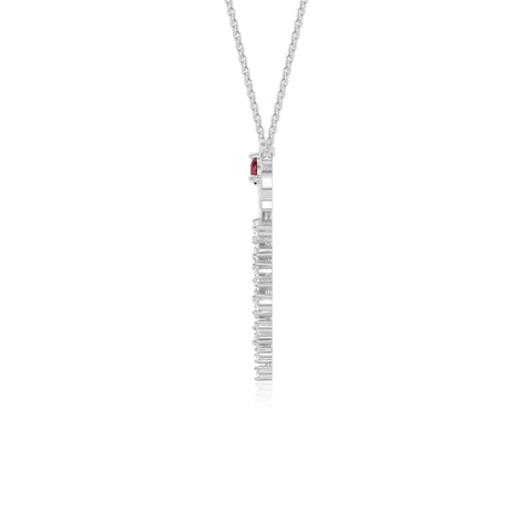 natural ruby rose flower necklaces in sterling silver 