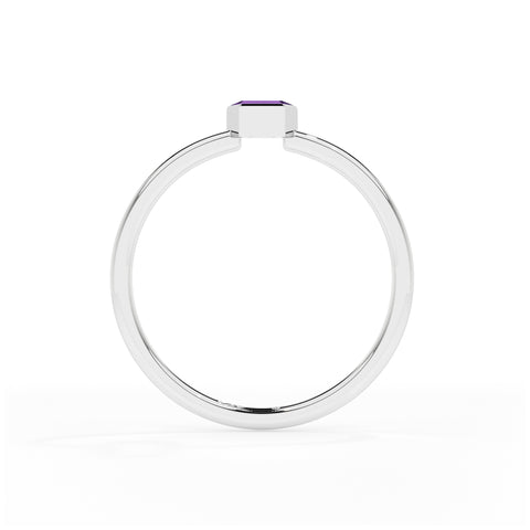 amethyst coffin shape stackable bezel-set ring