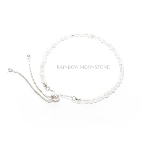 natural rainbow-moonstone round shape bolo bracelet