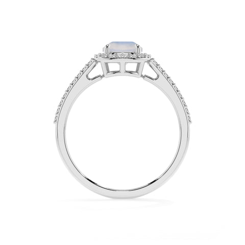 natural rainbow-moonstone cushion half eterity halo solitaire engagement ring