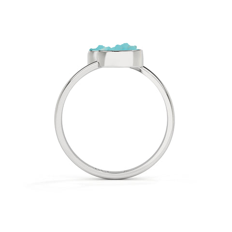 turquoise rough shape stackable bezel-set ring