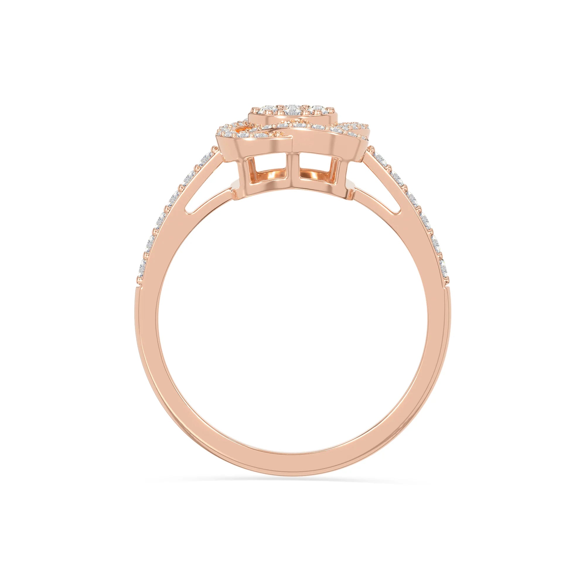 natural moissanite infinity promise rings in rose gold vermeil
