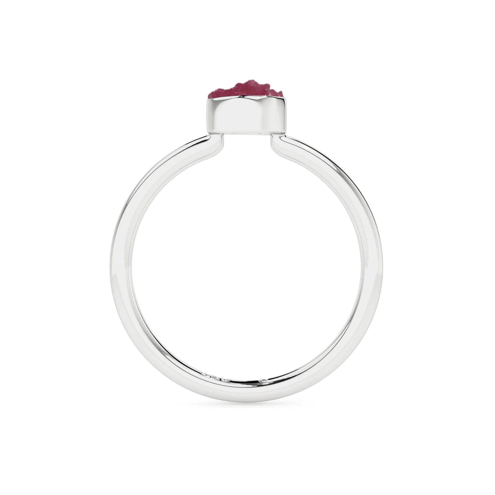 ruby rough shape stackable bezel-set ring
