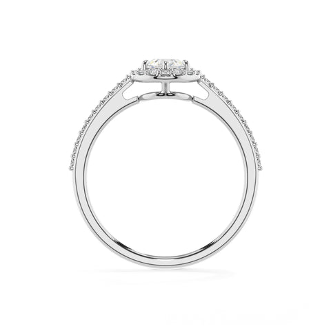 lab-grown moissanite pear half eterity halo solitaire engagement ring