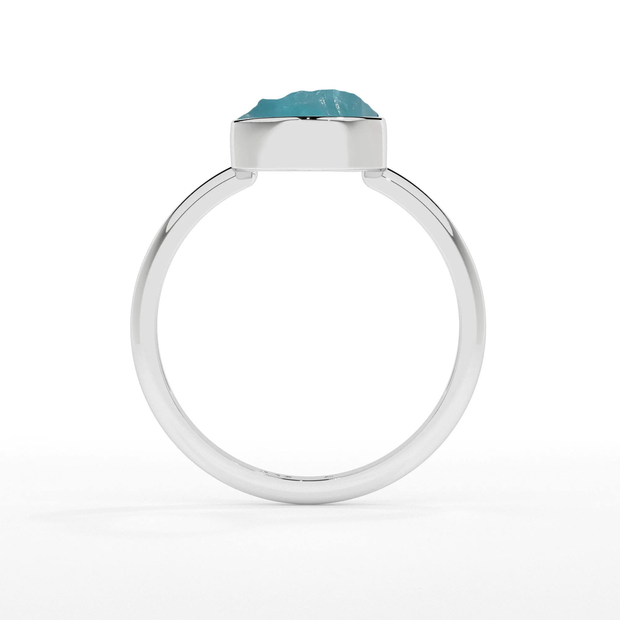 paraiba-apatite rough shape stackable bezel-set ring