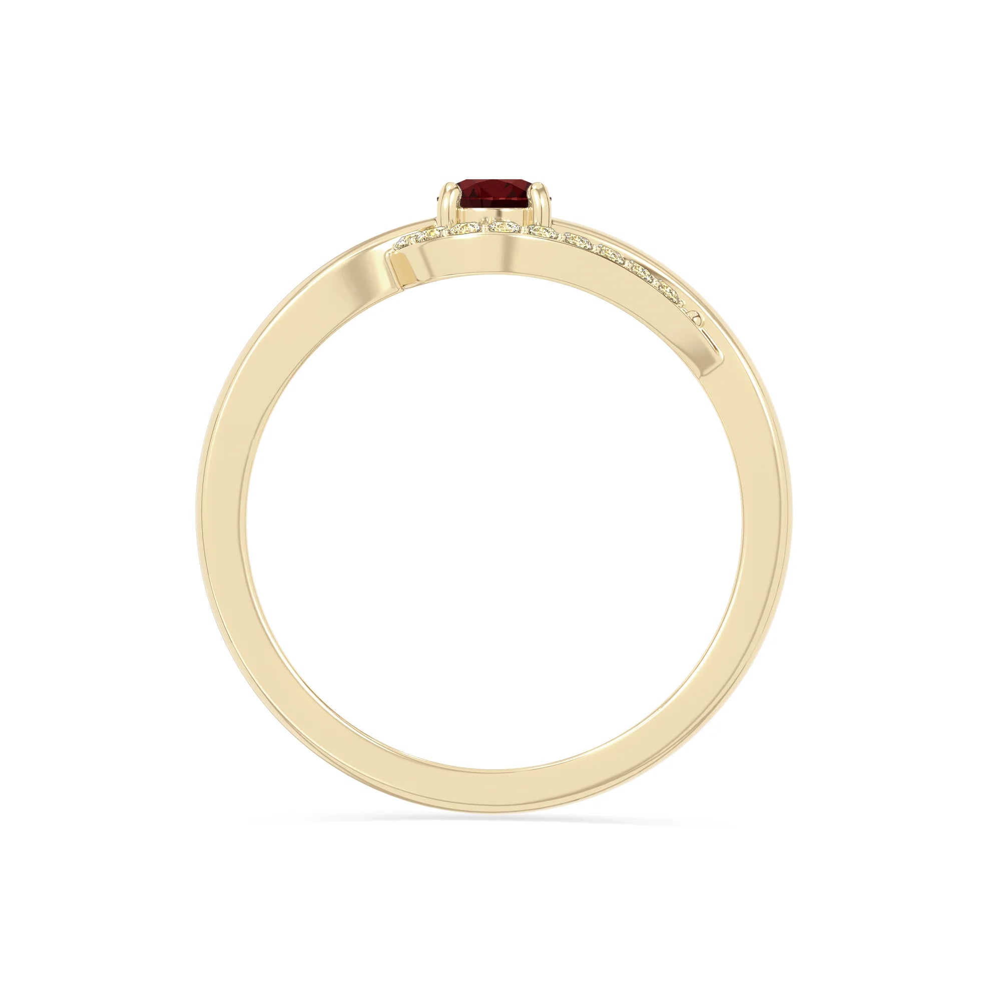 natural garnet infinity solitaire rings in yellow gold vermeil