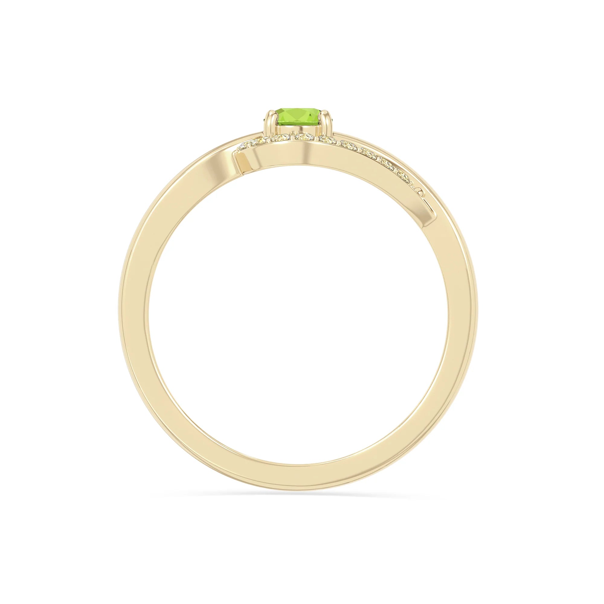 natural peridot infinity solitaire rings in yellow gold vermeil