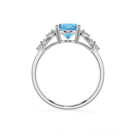 natural swiss blue topaz oval criss cross solitaire engagement ring